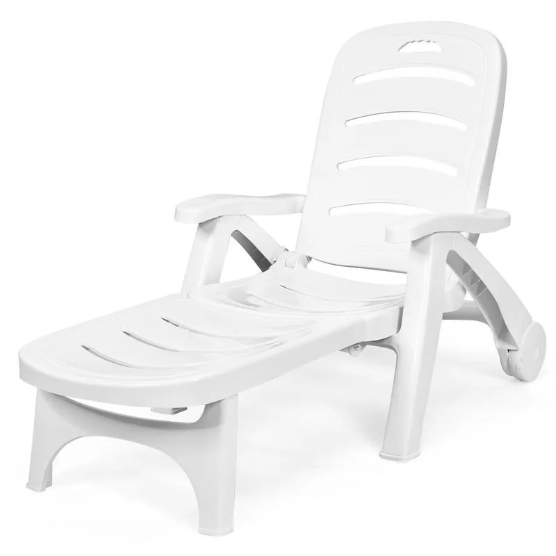 

Giantex-5 Position Adjustable Folding Lounger Chaise Chair on Wheels