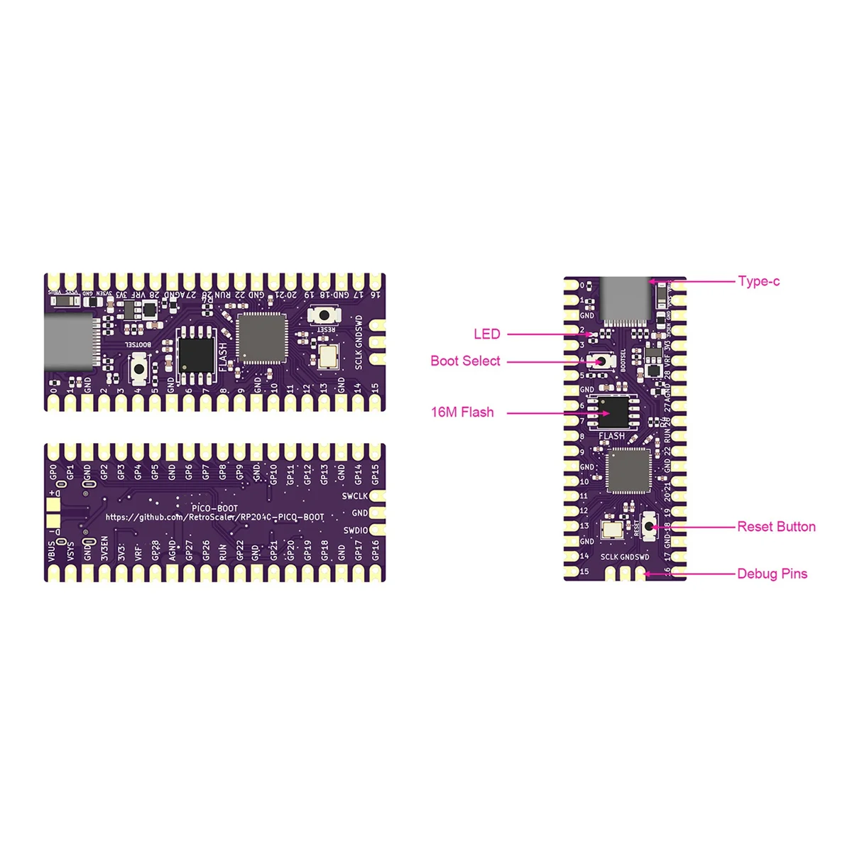  ںƮ  ŰƮ + SD2SP2 RP2040  ھ 264KB SRAM + 16MB ÷ ޸  