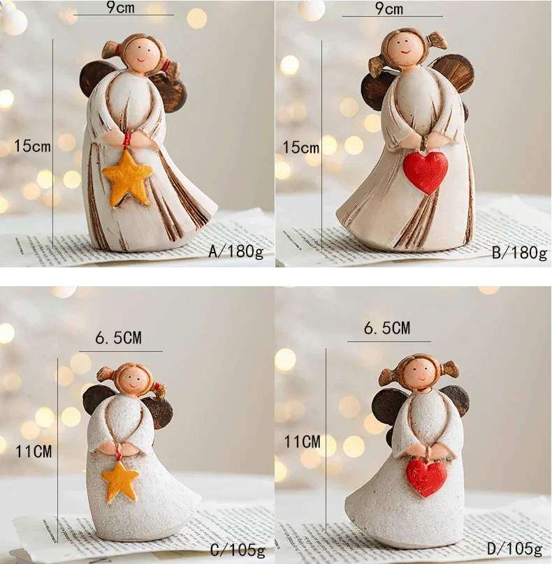 Christmas Love Angel Girl Rural Pastoral Resin Statue Christmas Decoration Table Decoration Wedding Celebration Gift