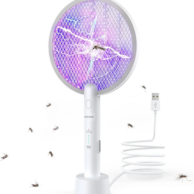 PALONE Electric Fly Swatter 3000V Bug Zapper Racket 2 in 1 Fly Swatter with 1200mAh Battery Rechargeable Mosquito Killer Lamp 2