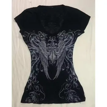 2026 European and American style Y2K slim-fitting short-sleeved printed top T-shirt, fashionable and retro women's clothing for 1