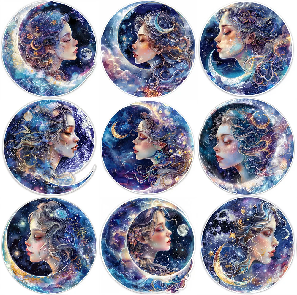 

Moonlight Goddess Art Stickers Pack Varied for Kids Crafts Scrapbooking Laptop Luggage Wall Aesthetic Customized Graffiti Decals