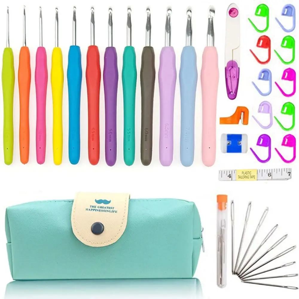 Ergonomic Handles Crochet Hooks Set Soft Handles 5/9/12Size Knitting Needles for Beginners Bolded 2-8mm Crochet Needle Kit 5