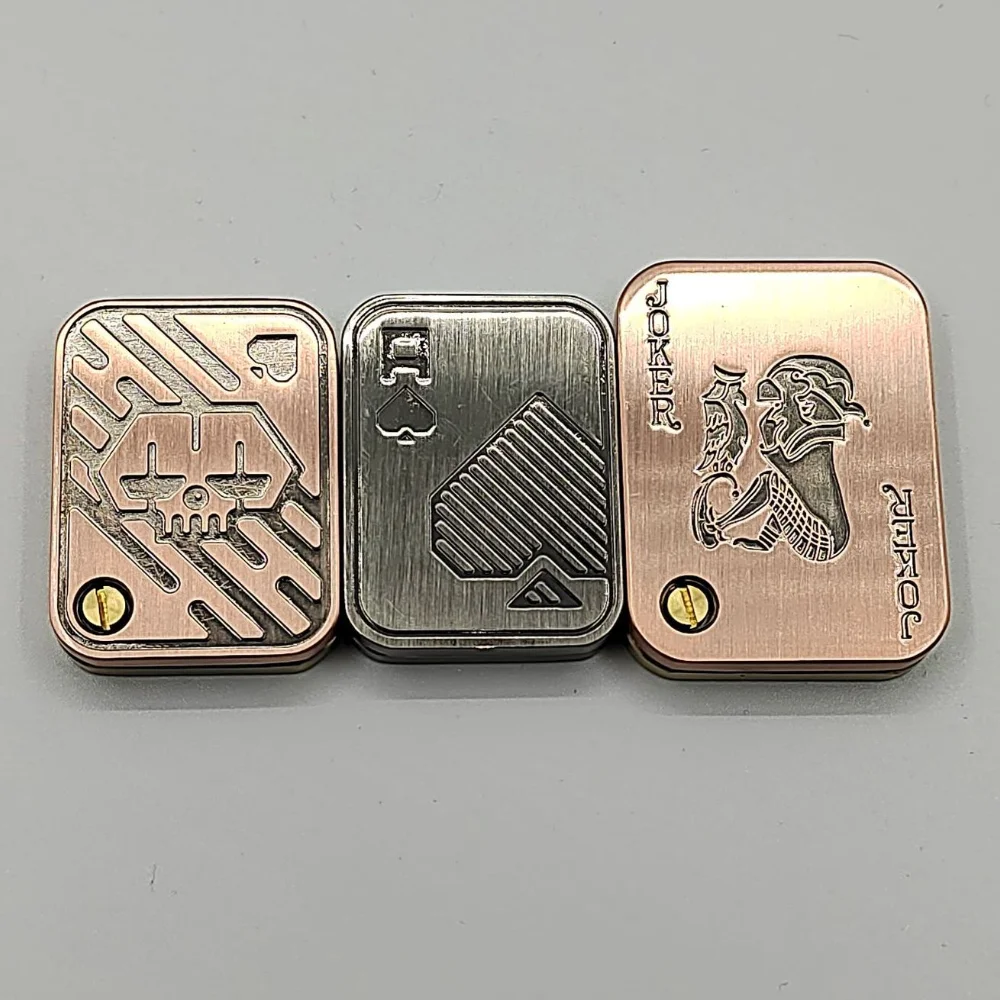 EDC Fingertip Metal Push Coin Poker Fidget Toys AK King Pop Coin Gyro Toy Stress Relief Hand Push Sound Pop Card  Anti Anxiety