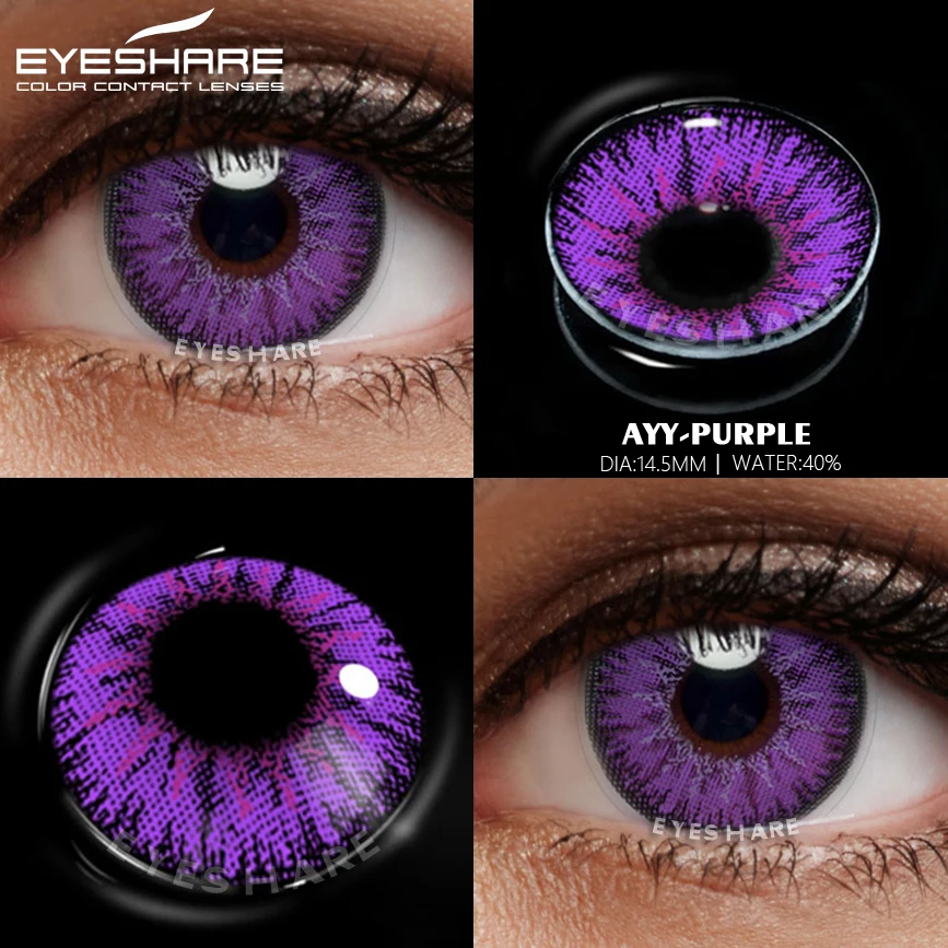 Vibrant Purple Anime Cosplay Contact Lenses - 2pcs for Halloween & Makeup Transformation