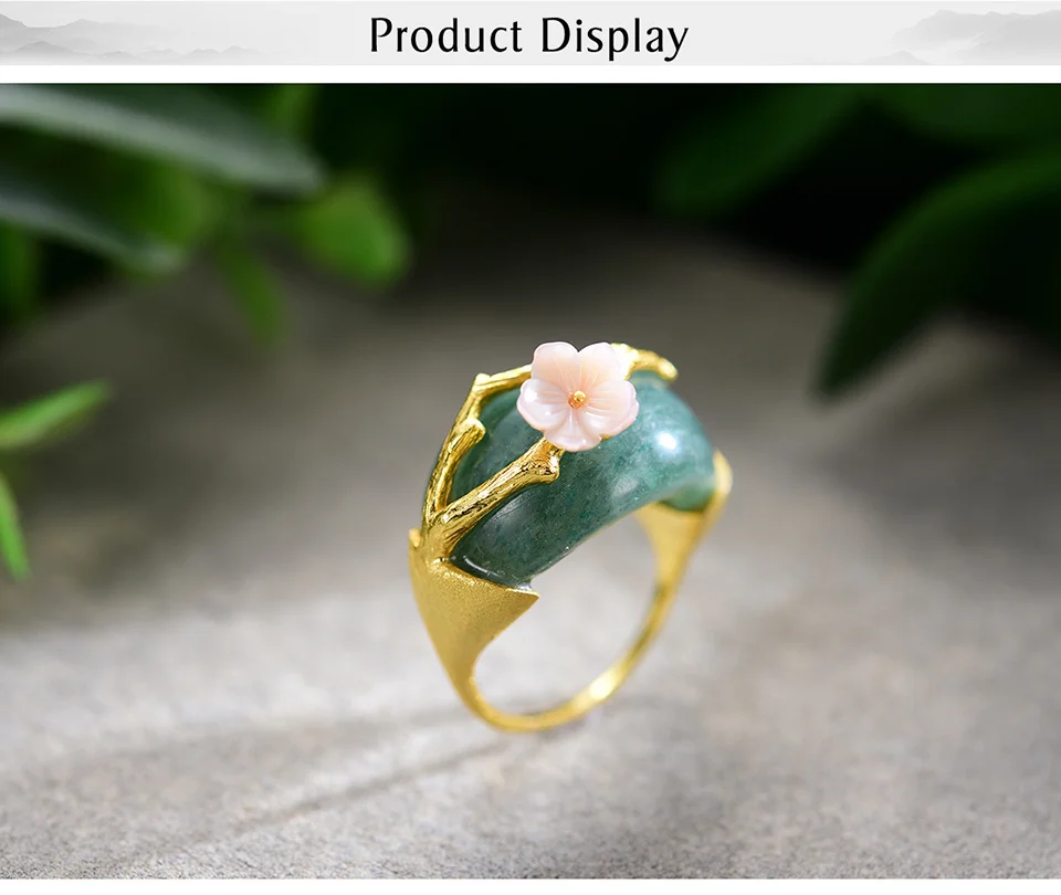 lotus fun real prata esterlina natural rosa verde pedras design original feito mão jóias finas ameixa flor anéis para mulher