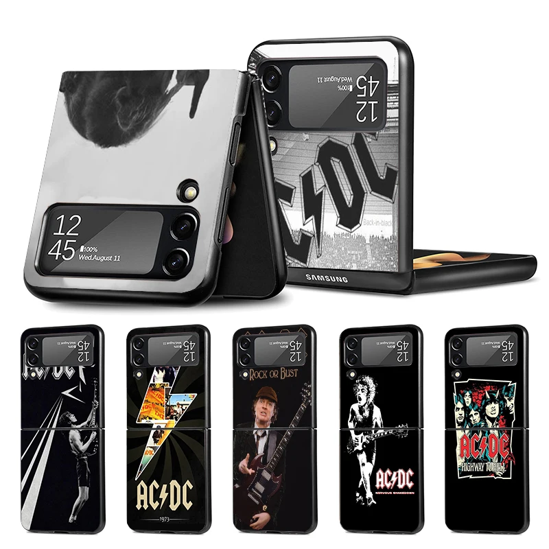 Ac-Dc Rock Band Music Z Flip 4 Z Flip 4 Phnoe Case Per Samsung Z Flip 3 5 5G Black Hard Shell Galaxy Zflip3 Zflip4 Zflip5 Unique