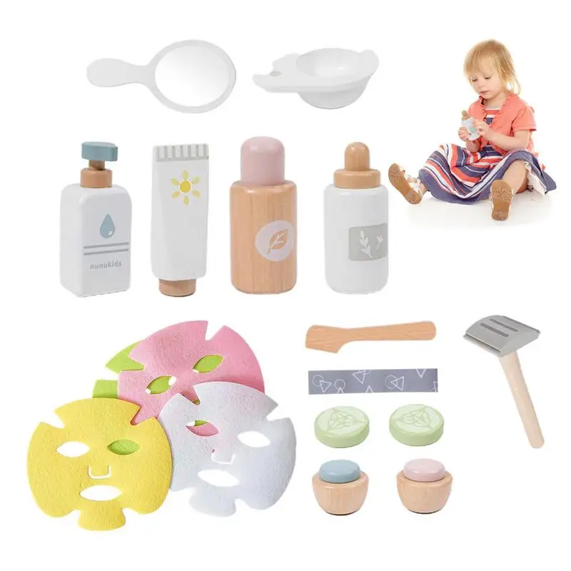 

Wooden Cosmetic Set Kid's Pretend Play Beauty Salon Toy Set Polished And Smooth Makeup Beauty Set Toy For Children Over 3 Years
