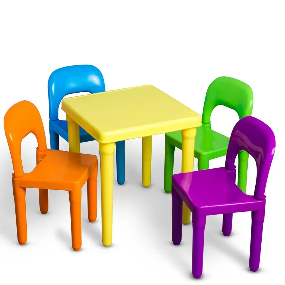 Kids Activity Table Chair Set Play Furniture Durable BPA Free Plastic Non Toxic Water Resistant Easy Assembly Educational Toy 4