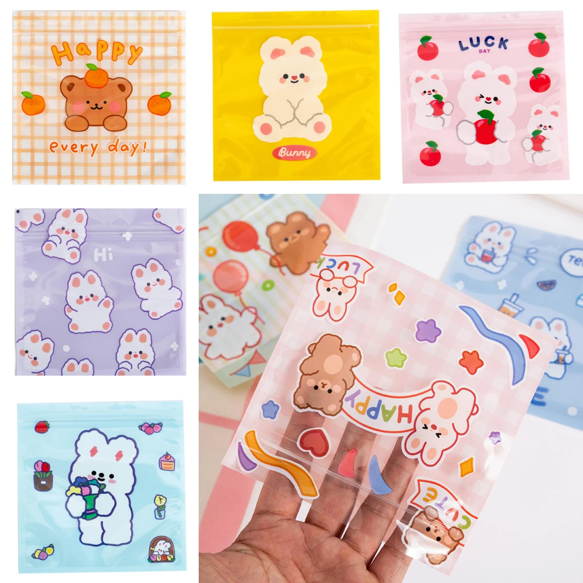 

Kawaii Resealable Food Packing Bags Odorless Smell Proof Mylar Ziplock Bag Candy Biscuit Organizer Pouch Jewelry Storage New
