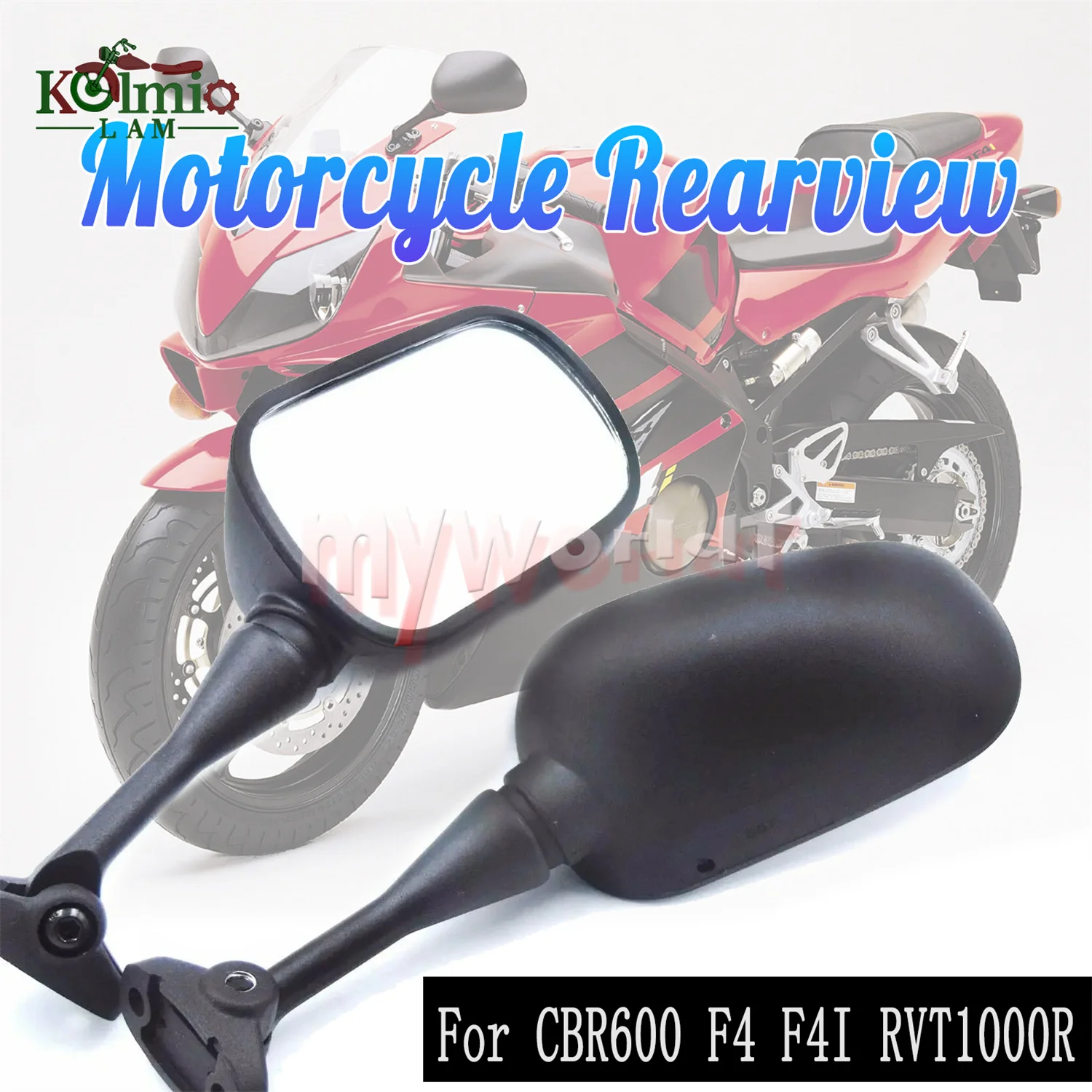 

Подходит для мотоциклетного бокового зеркала заднего вида Honda CBR600 F4 F4i 1999 - 2007 RVT1000R 2000 - 2005 rc51