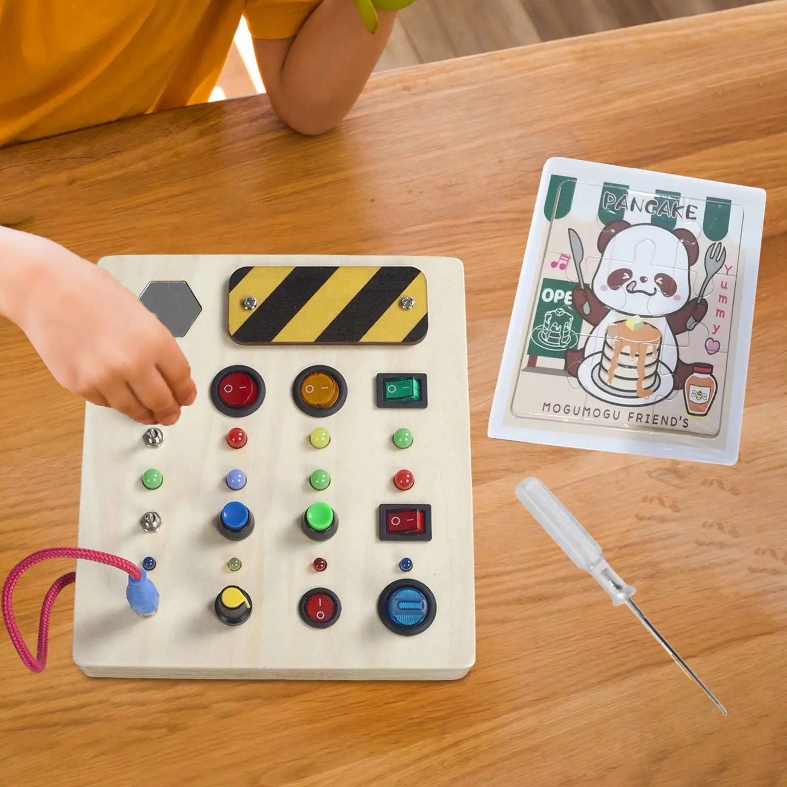

Colorful LEDs Montessori Busy Board Activities for Airplane Travel Activity Ages 3-6 Years Old Children Boys Girls Birthday Gift