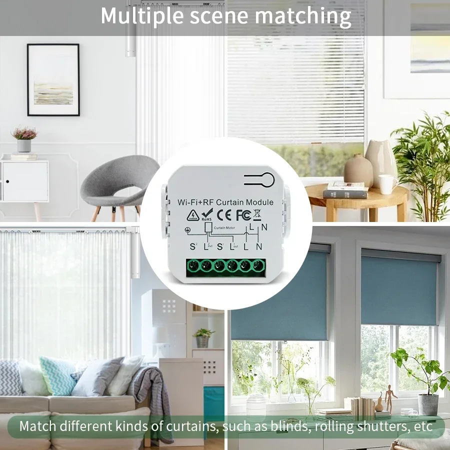 WiFi Smart Curtain Switch Tuya RF 433MHz Remote Control Alexa Google Home Voice Control