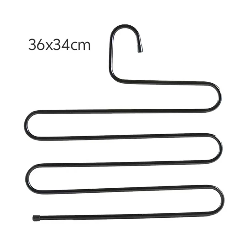 Pants Rack 5 Layers S-shaped Pants Hanger Multifunctional Anti-skid Stainless Steel Pants Rack Wardrobe Storage Scarf Rack lron Rack