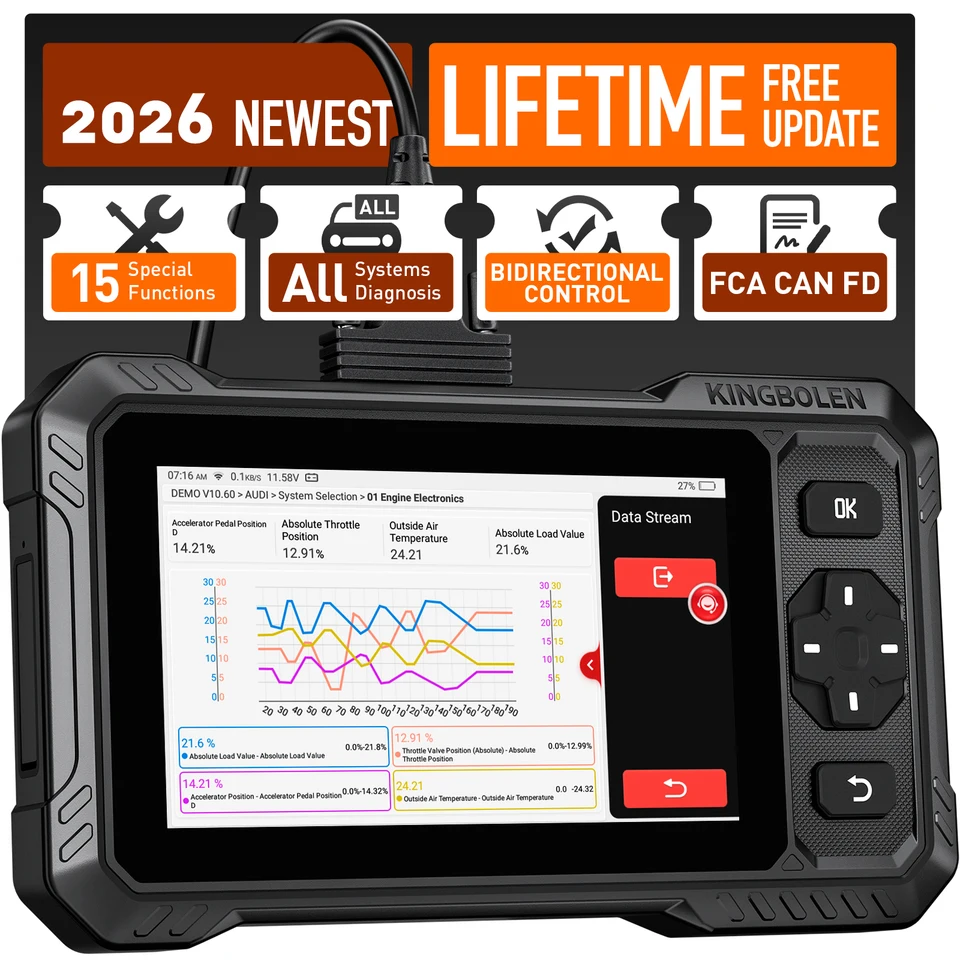 OBD2 Scanner, KINGBOLEN S6 Elite Volledig Systeem Auto Diagnostisch Gereedschap met 15 Reset Diensten, FCA AutoAuth, Can FD Protocol, Bidirectionele Scan Tool Levenslang Gratis Update OBD2 Scanner, KINGBOLEN S6 Elite Volledig Systeem Auto Diagnostisch Gereedschap met 15 Reset Diensten, FCA AutoAuth, Can FD Protocol, Bidirectionele Scan Tool Levenslang Gratis Update