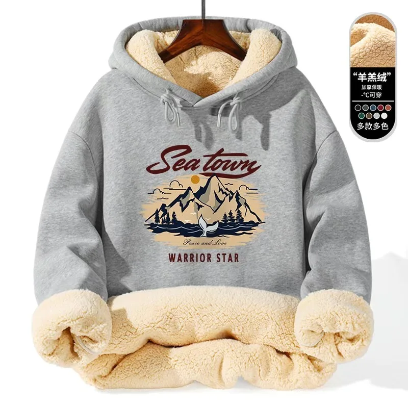 Warm Lamb Fur Hoodie - Men's Thick Hooded Coat 5XL | Loose Sports Sweatshirt