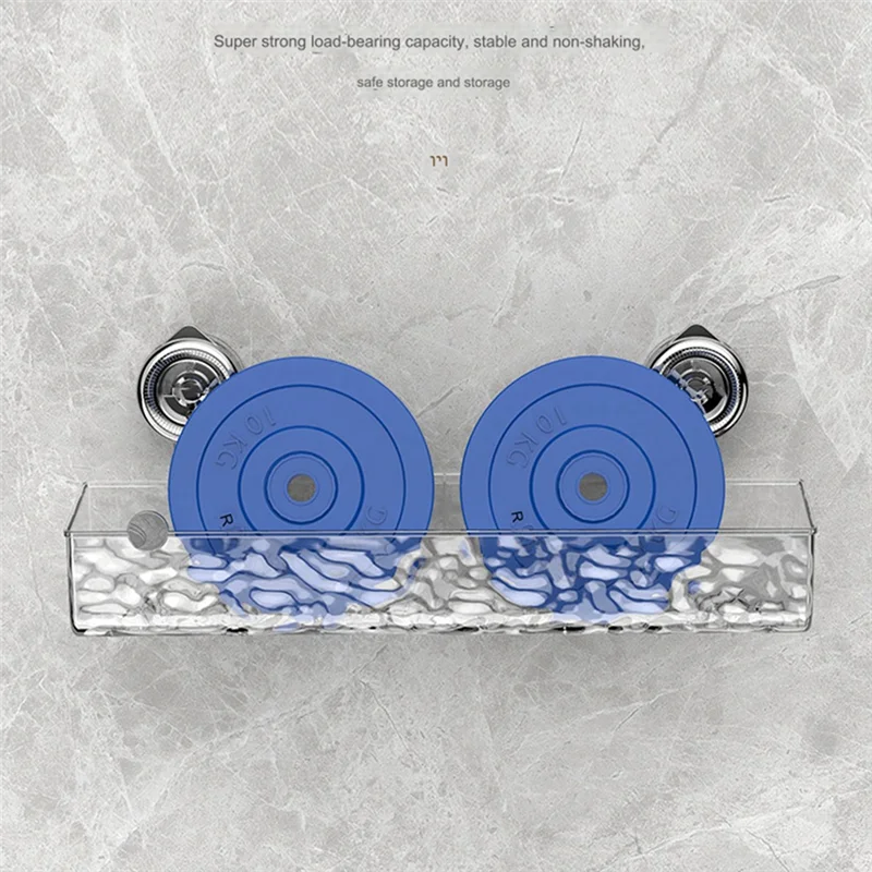 No-Drill, Light Luxury Style Glacier Pattern Suction Cup Shelf,Bathroom Shower Organizer Durable Transparent Fan Style