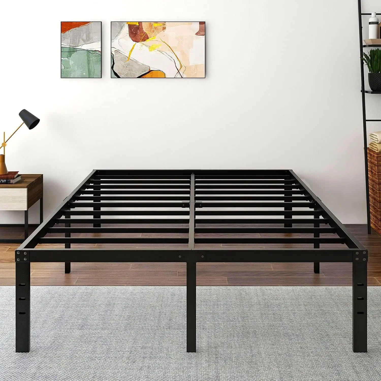 Bed frame 3500lbs Heavy Duty 18 Inch Metal Platform Bed Frame Steel Slat Mattress Foundation Reinforced Platform Noise Free Easy Assembly