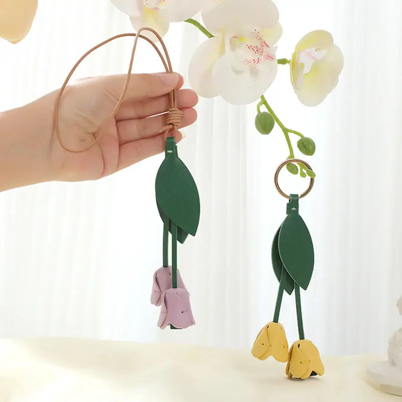 DIY Handmade Tulip Keychain Floral Bag Pendant Gift Accessories for Women Starter Kit