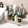 Clear Desktop Storage Box Makeup Perfume Organizer Tray, Small Bathroom Trays for Counter, Decorative Perfume Trays for Dresser, 2