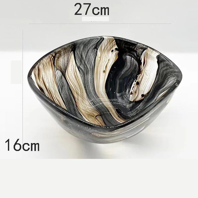 Luxury Art Glass Fruit Bowl High-End Living Room Coffee Table Contrast Storage Fruit Bowl Desktop Decorative Ornaments 2