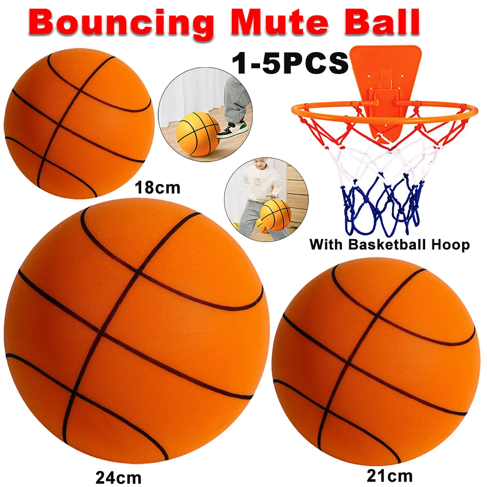 Ballon De Basket Silencieux En PU Pour Enfants - Rebound Silencieux, Textures Antidérapantes - Tailles 21 Cm Et 24 Cm