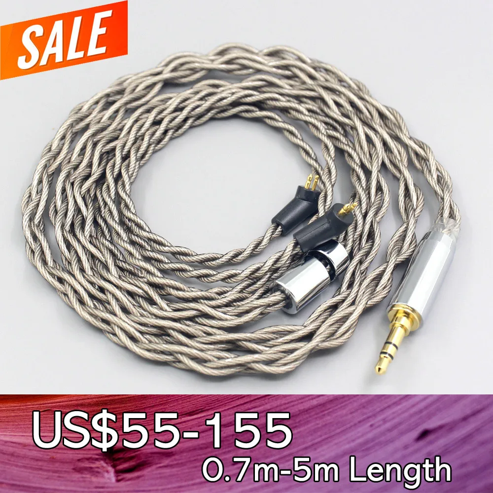 

99% Pure Silver + Graphene Silver Plated Shield Earphone Cable For Etymotic ER4B ER4PT ER4S ER6I ER4 2pin 4 core 1.8mm LN007943