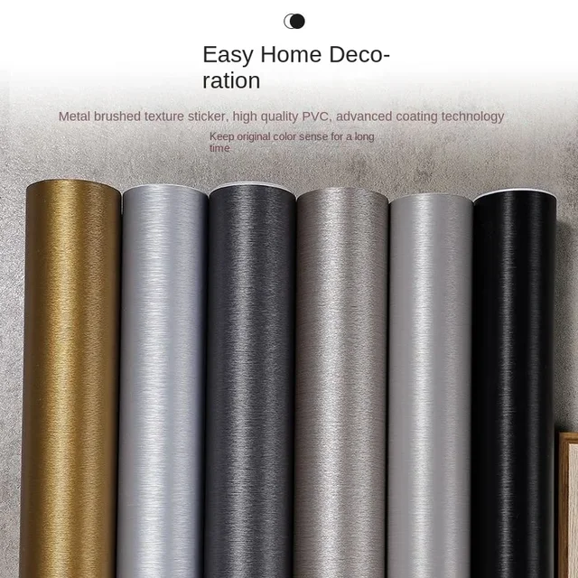 Thickened Brushed Self-adhesive Wallpaper Refrigerator Washing Machine Cabinet Door Modified Imitation Stainless Steel Sticker 4
