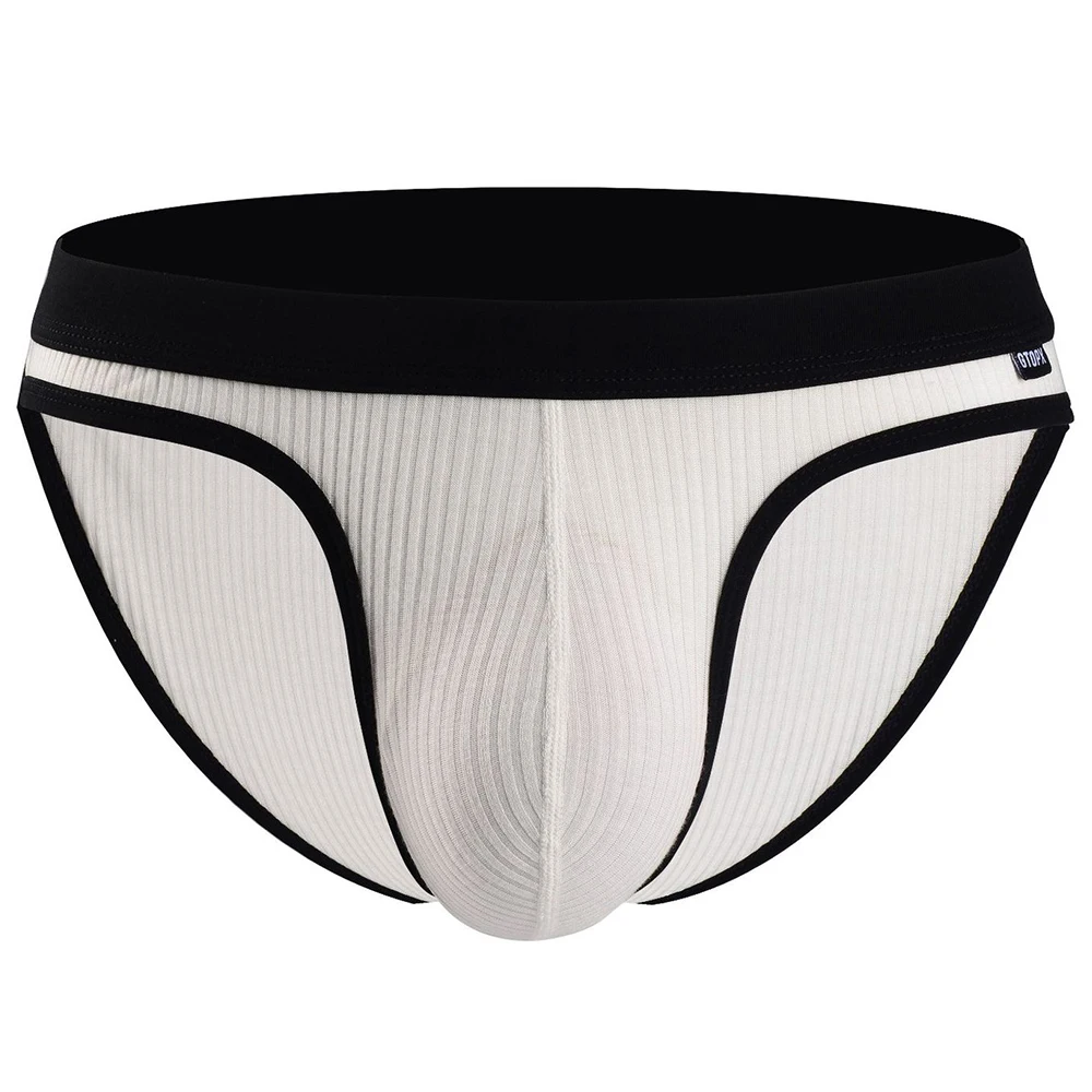 

Modal Men's Threaded Fabric Comfortable Briefs Breathable Sexy Underpants Large Pouch U-Convex Shorts Underpants Elastic