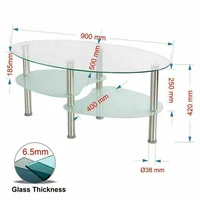 Table Basse Table de Salon Table à Thé Scandinave Forme Variable Style Contemporain Verre Laqué 3 Couches 90 x 45 x 43 cm 3
