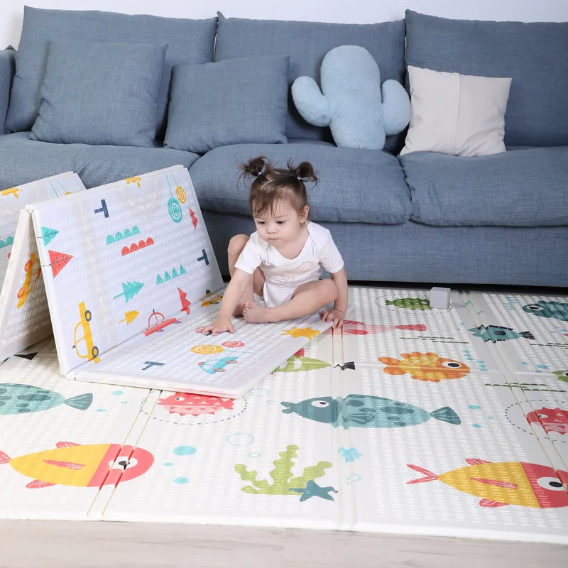 180*160 180*200 Xpe Folding Baby Play Mat Thickened Double-Sided Cartoon Crawling Mat Children's Carpet Activity Game Toys free shipping small size 3x1x0 2m gym mat inflatable air tumble track for sale inflatable gymnastics mat foe children