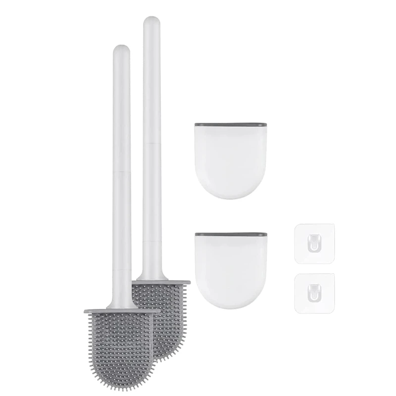 

Premium Toilet Brushes & Holders, 2 Pack,Wall-Mounted (Without Drilling Holes), Deep Cleaner Silicone Toilet Brush