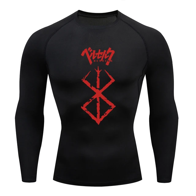 Berserk-Camiseta de compresión de Anime para hombre, ropa deportiva ajustada de manga larga para entrenamiento, trotar, gimnasio, secado rápido