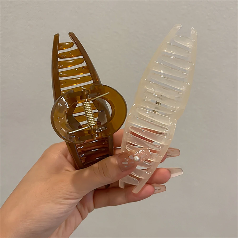 Hair Clip Acrylic Hair Claw Clip For Women Girl Korean Transparent Jelly Color Plastic Hair Crab Clip Ponytail Barrettes Accessories