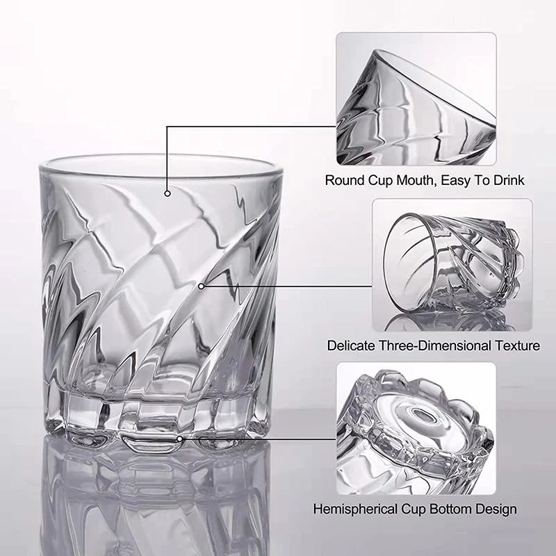 Rotating Whiskey Glass Old Fashioned Glass for Drinking Bourbon Scotch Cocktails Tea Whiskey 1PCS