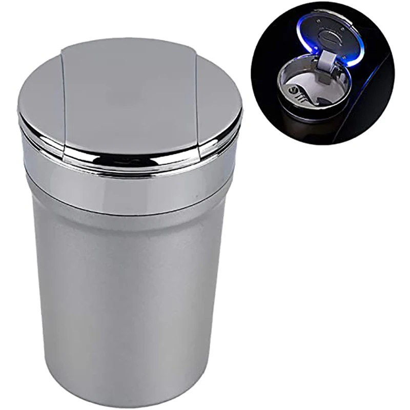 

LED Lighted Portable Car Ashtray with Large Capacity and Detachable Trash Can
