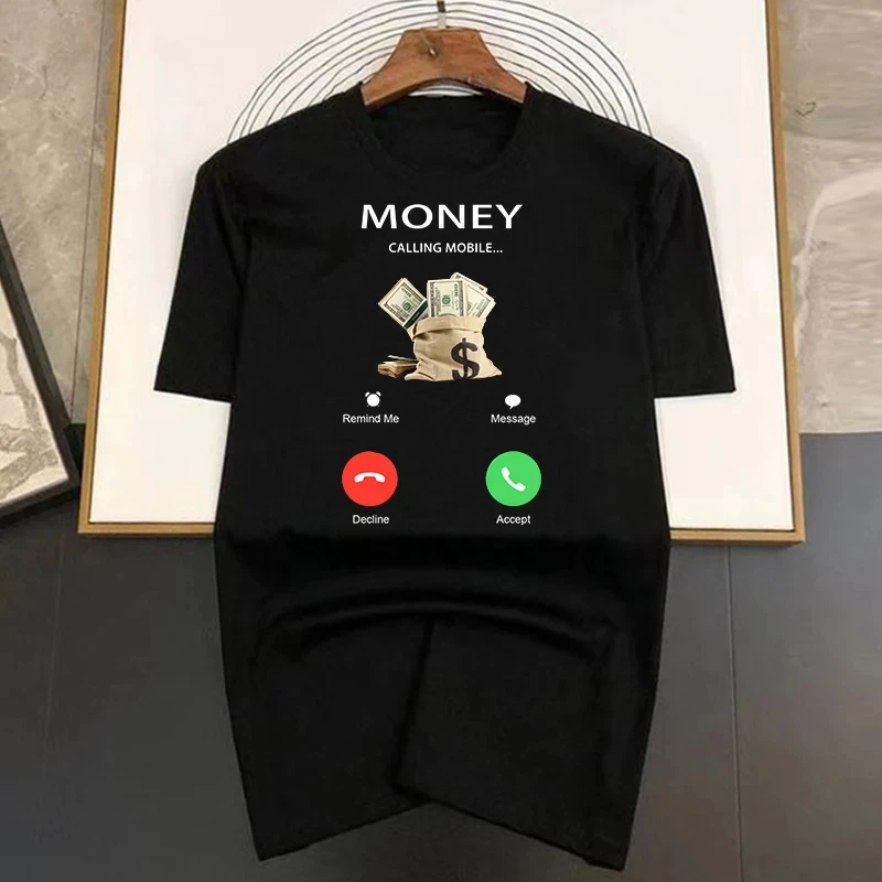 

Money Calling Mobile Pattern Printed Summer Luxury Brand Female Tshirt cartoon High Quality Fashion Casual Men's T-shirt 65171