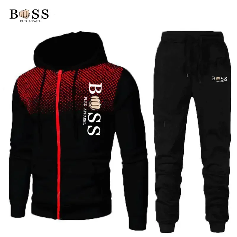 Men's Sets Zip Hoodie+Pants 2-piece Set 2024 New Spring Fashion Sports Brand Men's Set Casual Fitness Jogging Sportswear Suit
