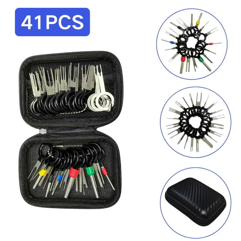 41pcs Universal Car Terminal Removal Repair Tool Wire Plug Connector Extractor Puller for Car Terminals Disassembly Hand Tools