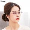 Diamond Cutting Reading Eyeglasses Alloy Rimless Women Pink Gradient Reading Glasses Woman Rhinestone Metal Anti Blue +4.0 6