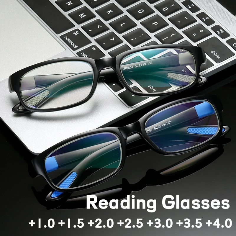 

Trendy Anti Blue Light Sports Presbyopia Eyeglasses Ultralight TR90 Reading Glasses Women Men Unisex Farsighted Eyewear Diopters