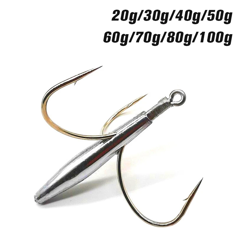 20g-100g Triple Fishing Hook Carbon Barbed Anchor Sea Fishing Hooks for Big Bass Saltwater Fishhook Barbed Pesca
