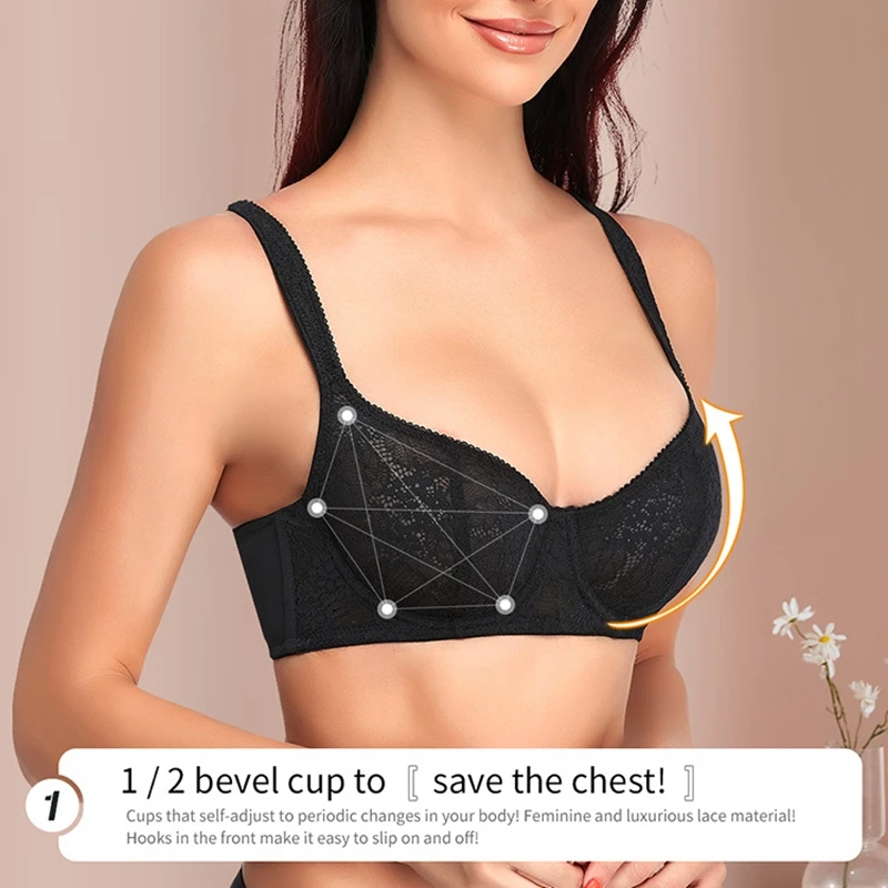 

Women's Sexy Lace Bra Underwire Balconette Unlined Demi Rimless Cup Plus Size Thin Underwears Soft Comfortable Push Up Bras
