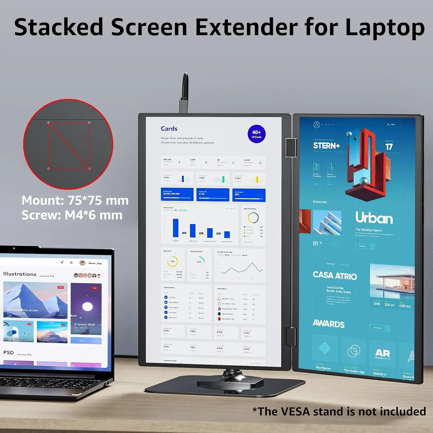 AHXJKA 15.6" Dual FHD Laptop Screen Extender - Image 2