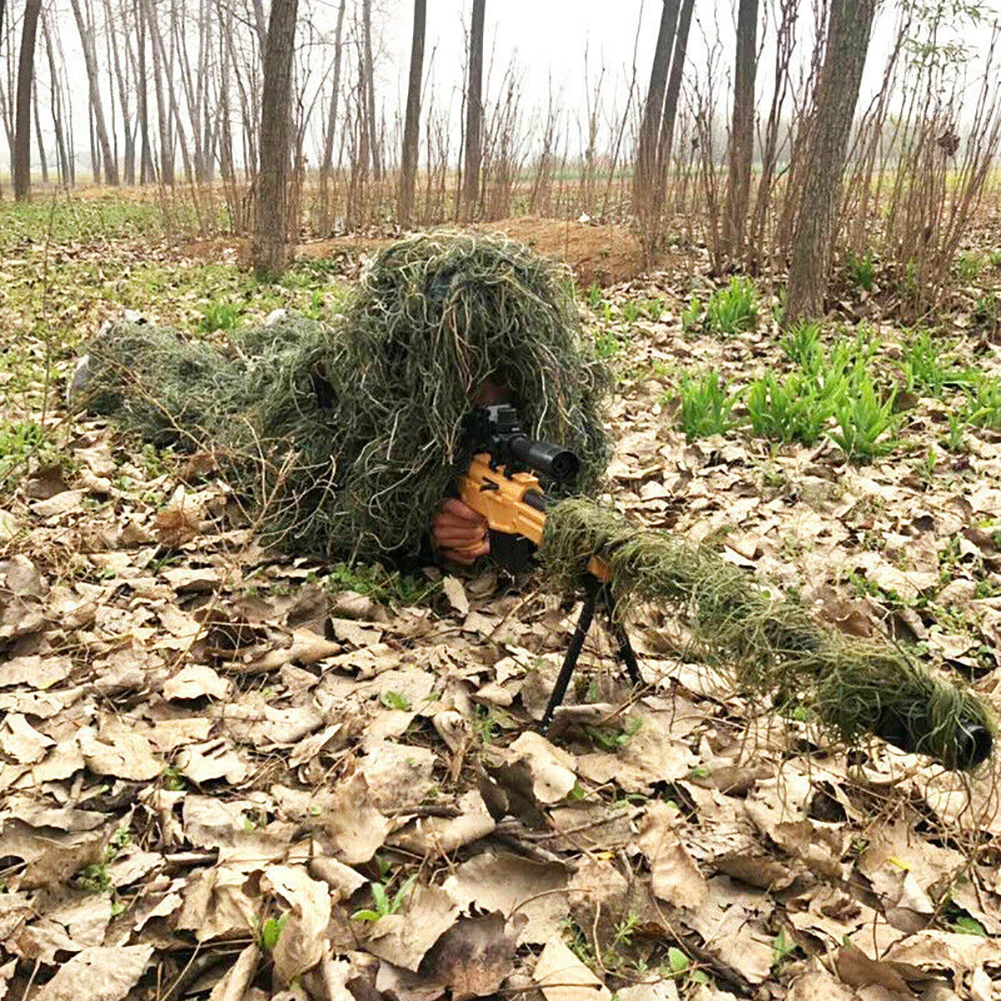 Description Picture 5 of itemTactical 3D Rifle Sniper Ghillie Cover for Hunting Ghillie Suit Woodland-Desert Camo Gun Wrap for Paintball Airsoft Accessories