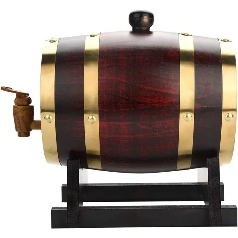 3L Wood Barrel Vintage Oak Beer Brewing Tools Tap Dispenser Rum Pot Whisky Wine Bar Tools Home Whiskey Barrel Decanter whiskey decanter set