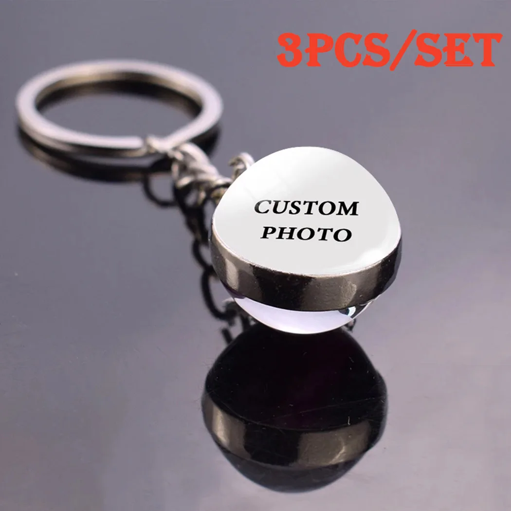 3 Pcs/set Customized DIY Keychains Personalized Photos Illuminated at Night  Silver Chain with Double-sided Glass Ball Structure customization strong structure foil carbon foil with aluminum mast and plate full carbon fiber sup hydrofoil surfboard