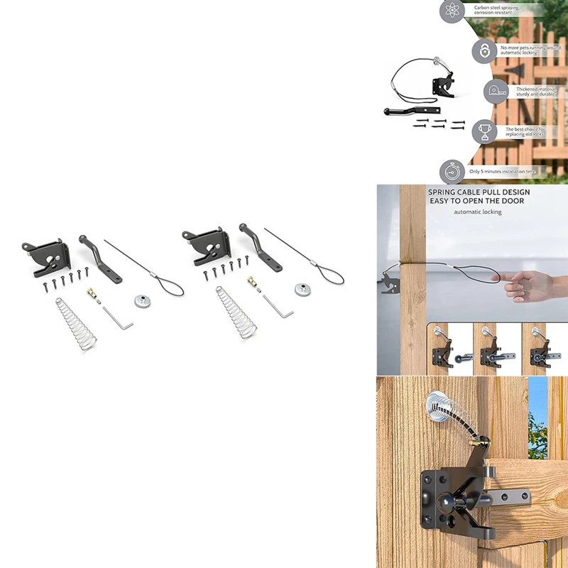 

Door Latch With Spring Puller, Fence Door Lock, Fence Lock Small Lock With Rope, Suitable For Fence Gates Durable Easy To Use