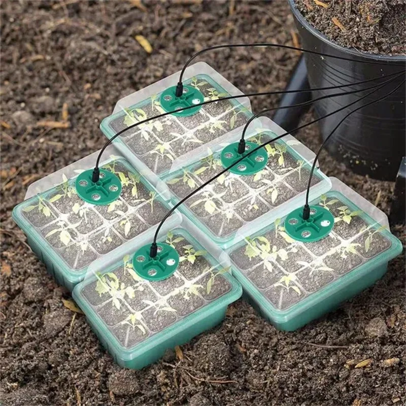 New Plant Trays Greenhouse Growing Lamp LED Light Nursery Pots Growing Cells Humidity Box Adjustable Greenhouse Germination Kit