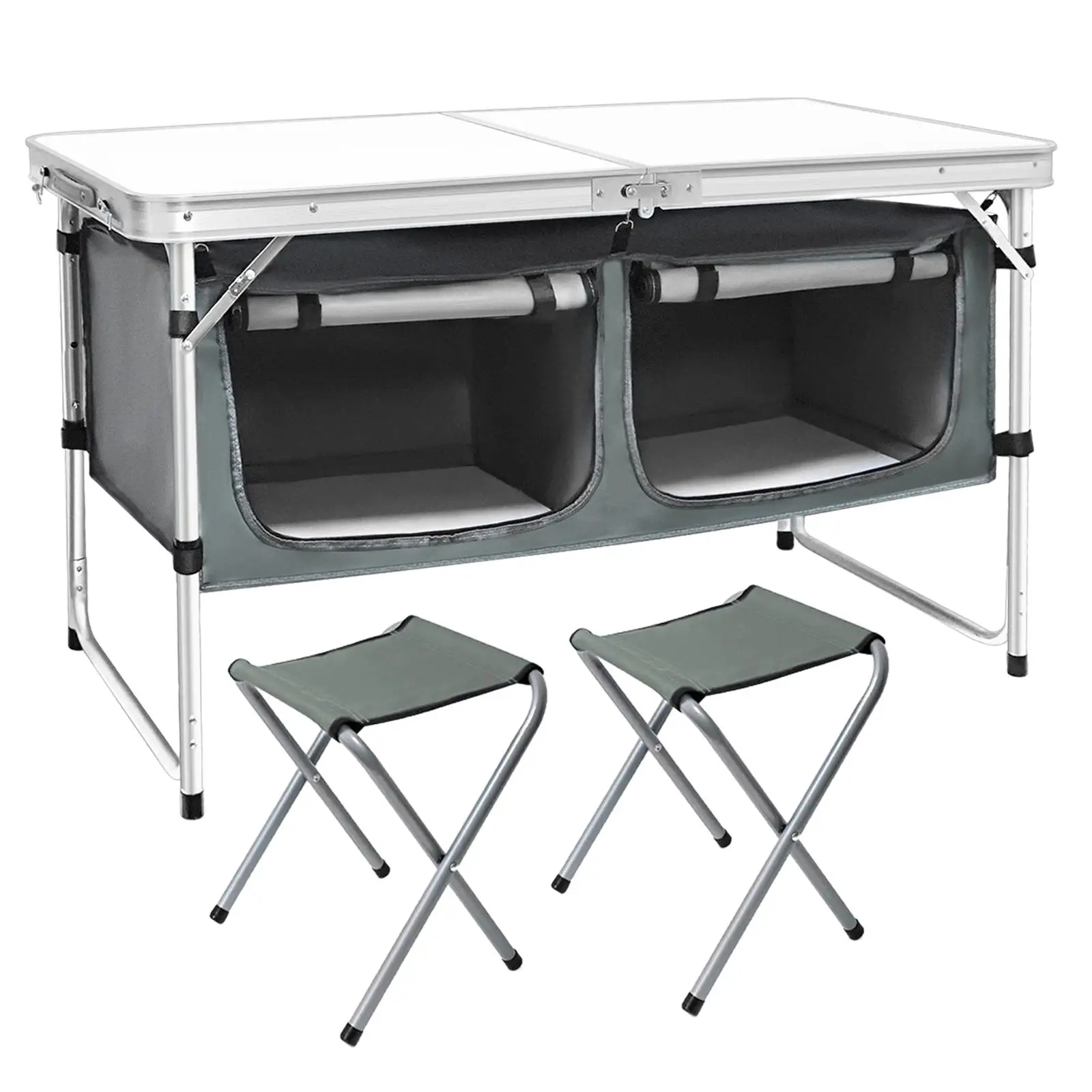 

Picnic Table Aluminum Table Top Waterproof 4 Foot Portable Camping Table with Chairs for Beach Hiking Outdoor Picnic Fishing